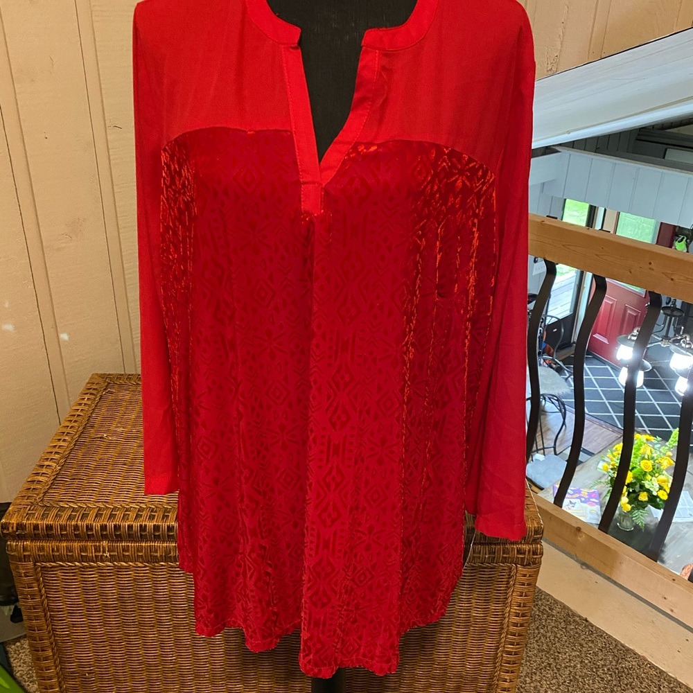NEW Women’s Red Liz Claiborne Blouse DONATING SOON!!